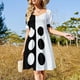 thumbnail image 4 of Vestido de verano de manga corta con diseño moderno en blanco y negro y círculos descentrados para mujer, vestido de fiesta, vestido de noche para mujer., 4 of 7