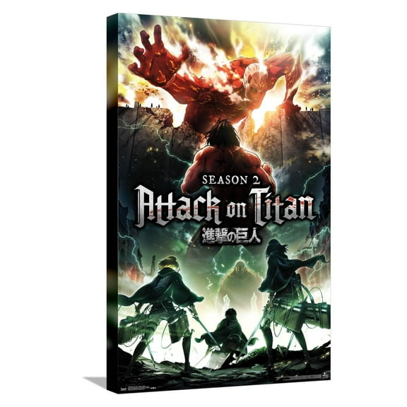 Attack on Titan: Season 2 - Teaser One Sheet Canvas Wall Poster, 14.725" x 22.375"