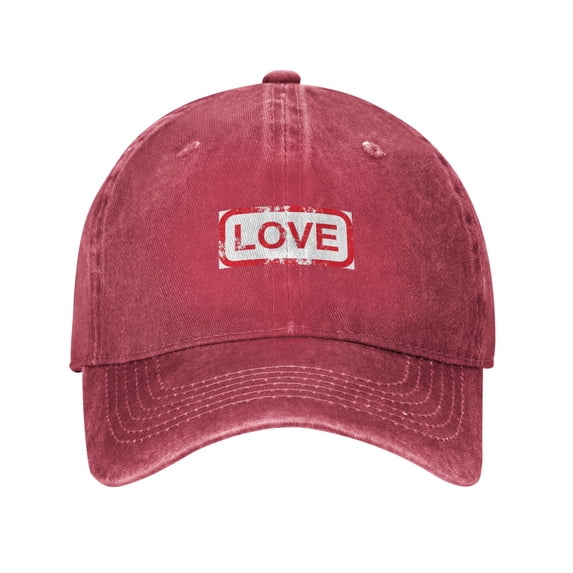 ZICANCN Adjustable Baseball Cap Women, Love Character Pattern Hats for Men Adult Washed Cotton Denim Baseball Caps Fashion, Red
