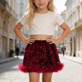 thumbnail image 2 of MEZZALL Dresses Girls Kids Stunning Glitter Short Skirt With Party Satin Ivory Tone Comfortable Everyday Wear Cozy Short Sleeve Crew Neck Solid Color Child Sundress, 2 of 5