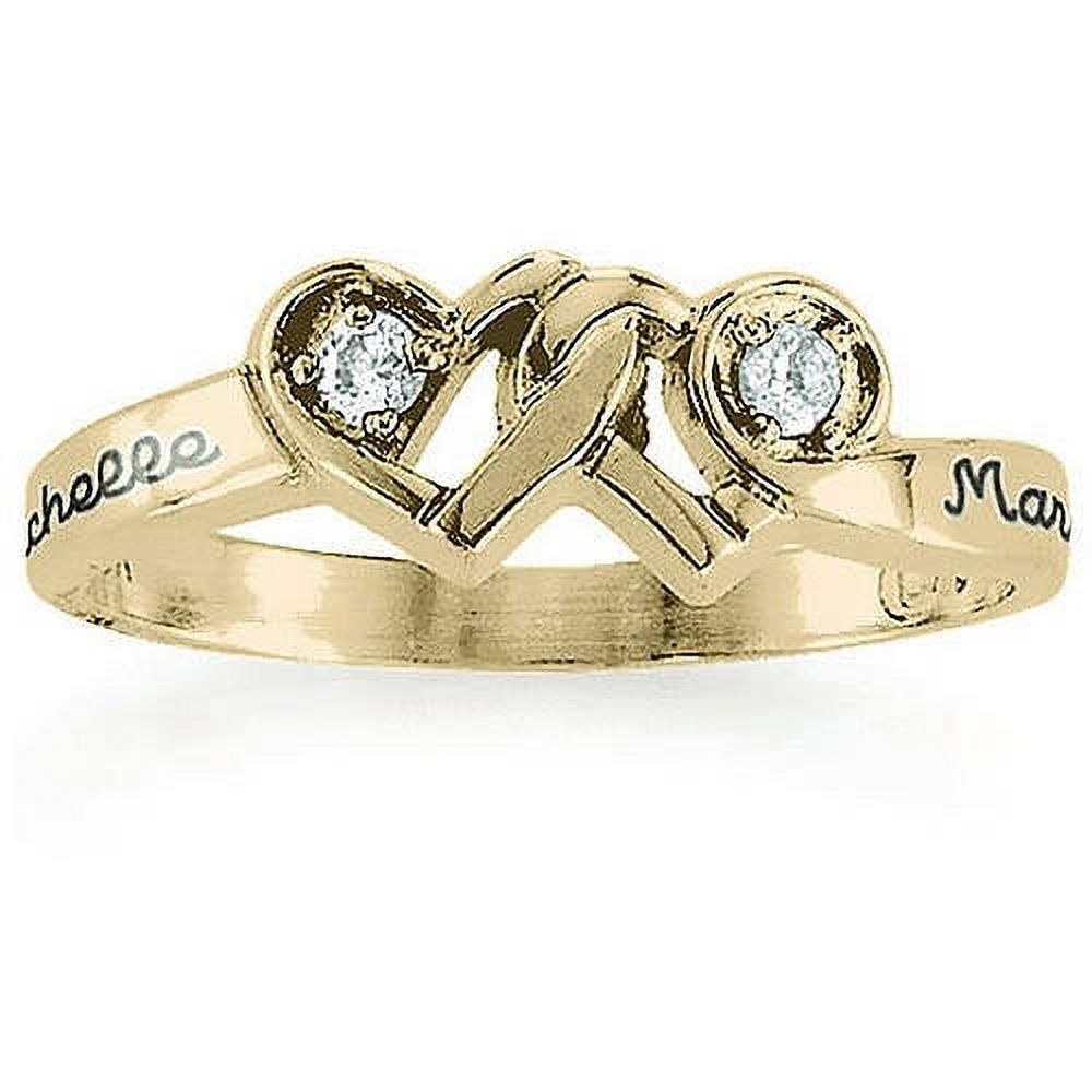 Personalized Family Jewelry Couple's Loving Promise Ring with Diamonds available in 10kt and 14kt Yellow and White Gold - image 4 of 5