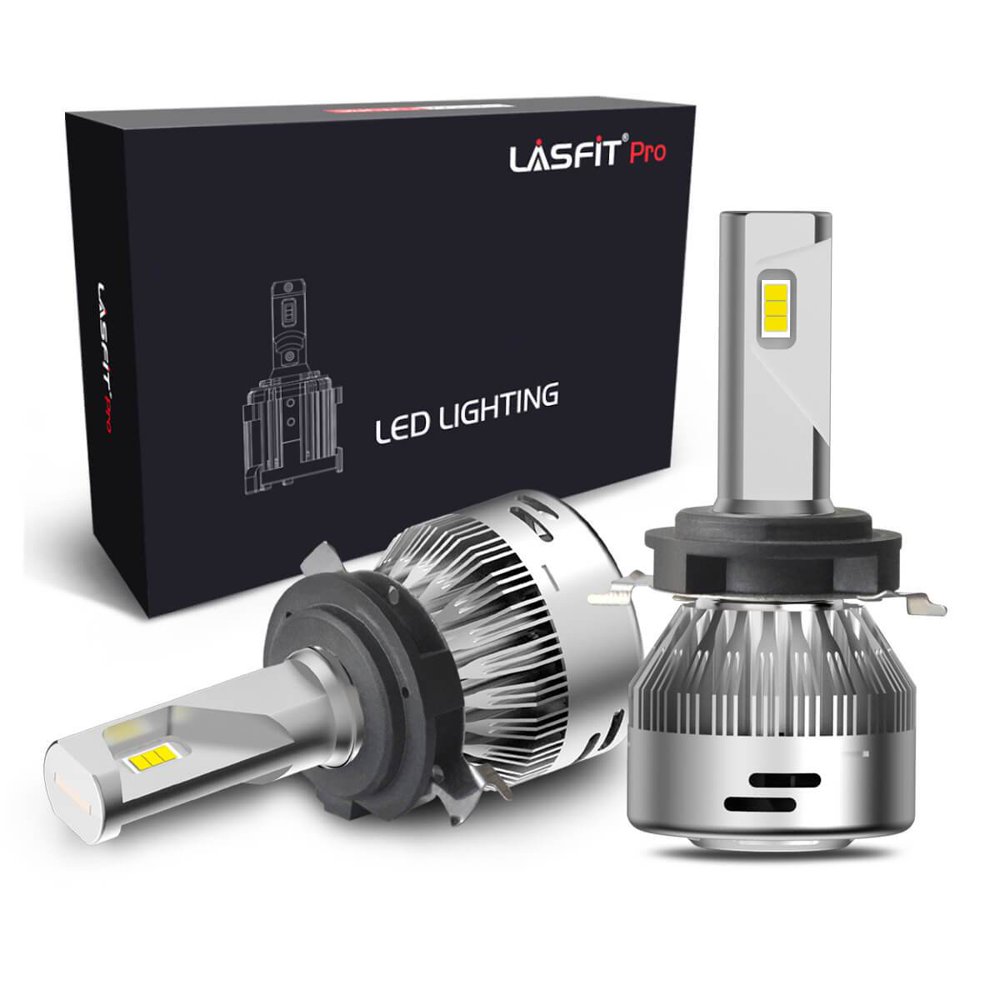 Lasfit H7 LED Headlight Bulbs w/Retainer Adapter Hi/Lo Beam Headlight