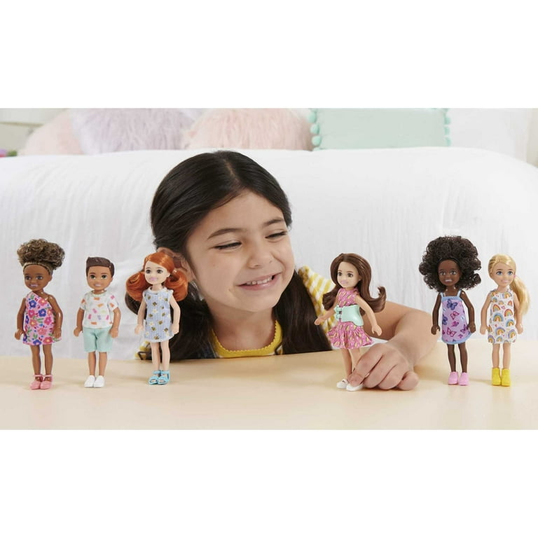 Barbie Chelsea Doll Small Boy Doll with Brown Hair Blue Eyes Wearing Removable Gummy Bear Outfit 5.47 in
