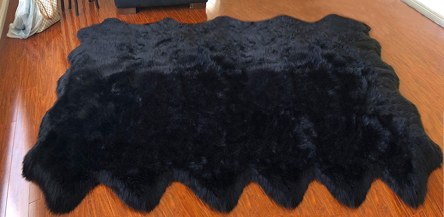 LAMBZY Faux Sheepskin Hypoallergenic Free Shape Silky Shag Rug, Luxury