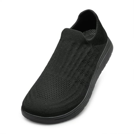 Unisex Sock Walking Shoes Wide Toe Box Slip-on Mens Running Shoe Womens Lightweight Casual Fashion Sneakers Black 16Women/13Men