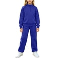 thumbnail image 2 of Kids Girls' 2-Piece Tracksuit Set Half Zip Pullover Sweatshirt and Jogger Sweatpants Long Sleeve Activewear Casual Lounge Wear for Sports Running Play, 2 of 7