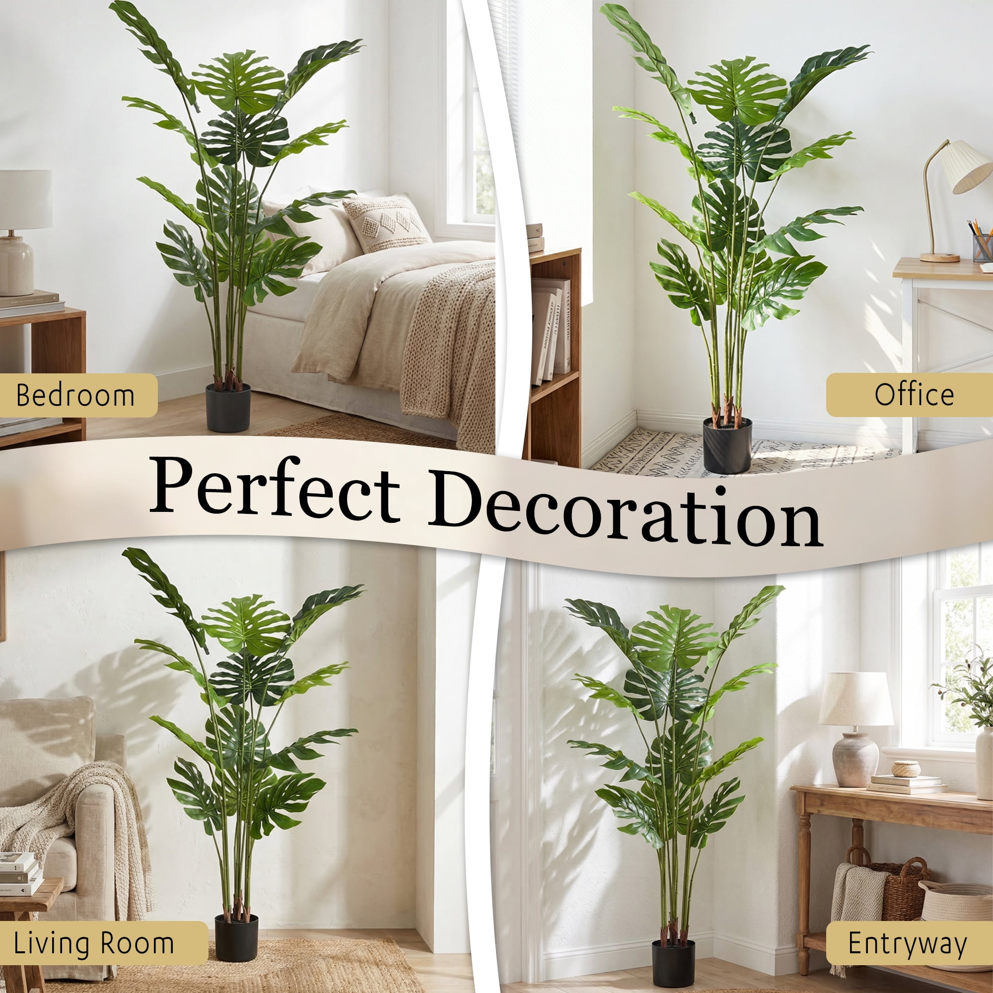Easy4Home 4.6FT Artificial Plant Fake Tropical Potted Tree Indoor Faux Floor Plant for Home Office Decor