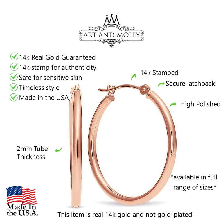 14k Rose Gold Hoop Earrings 1 Walmart