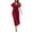 Wine, variant on Solid Color Women Summer Pleated Maxi Dress Wrap V-Neck Ruffle Cap Sleeves Long Flowy Chiffon Dress With Belt Birthday Sundress Dresses For Women 2025 Elegant Classy