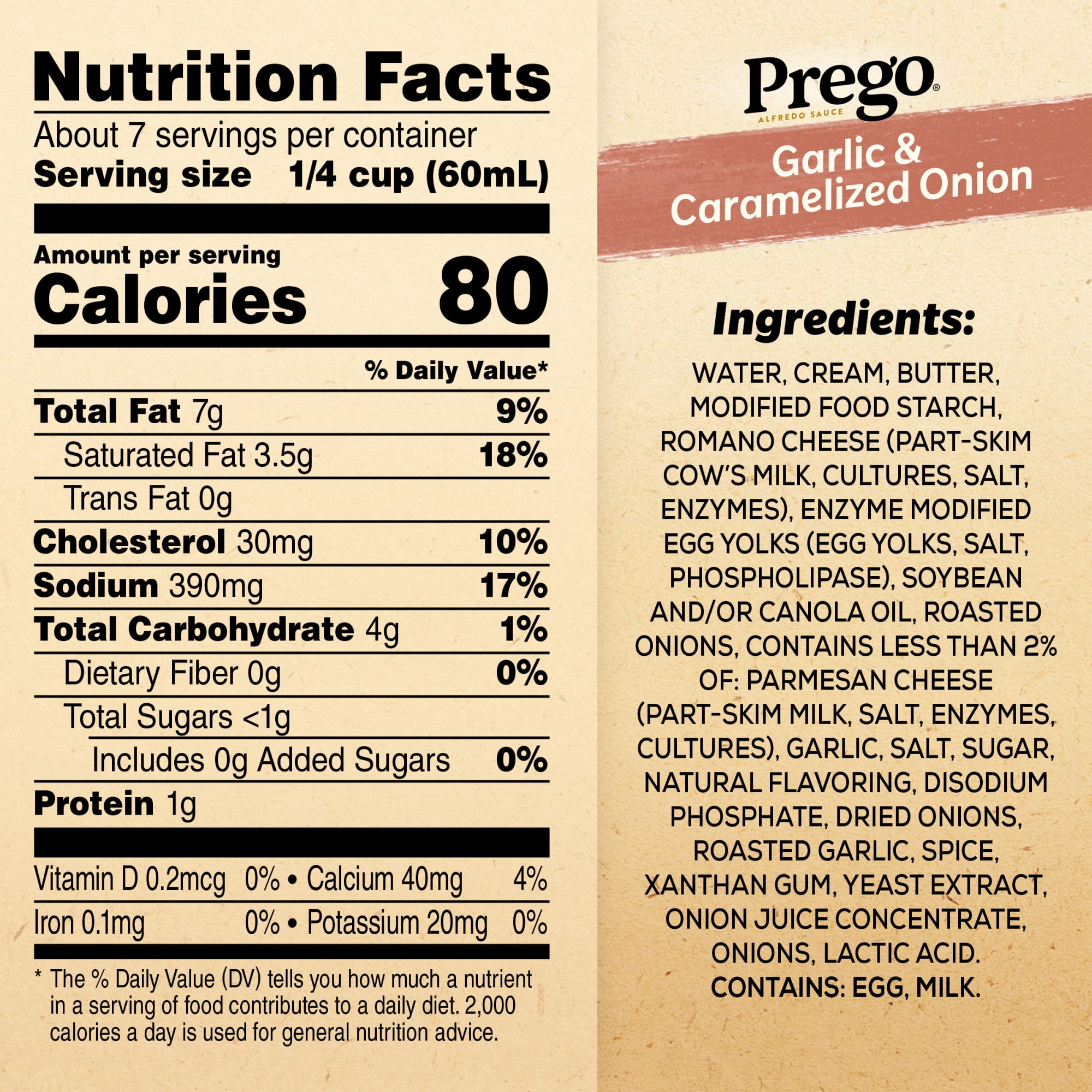 (2 pack) Prego Garlic and Caramelized Onion Alfredo Pasta Sauce, 14.5 oz Jar
