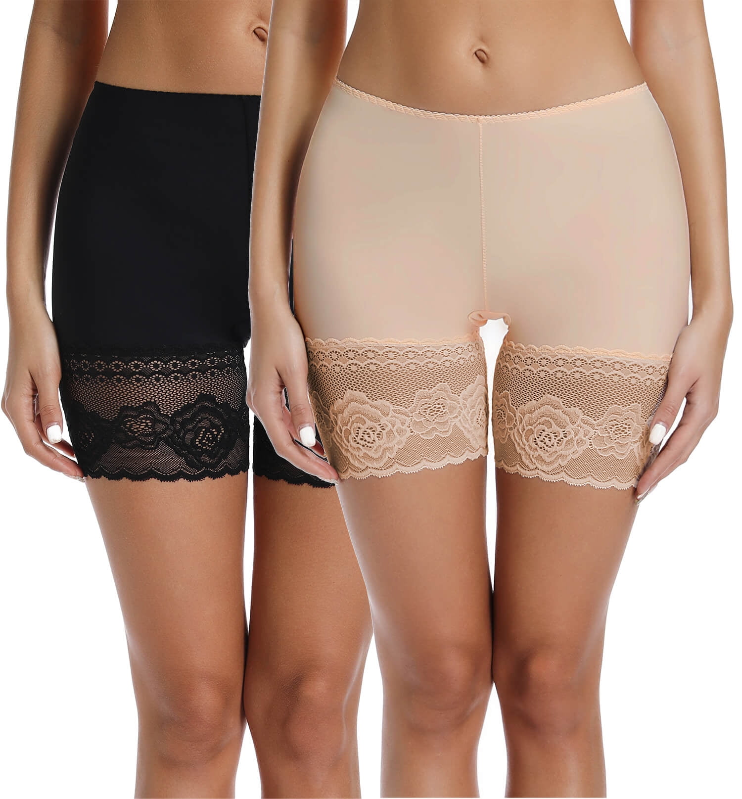 MANIFIQUE 2 Pack Women Slip Shorts for Under Dresses Anti Chafing
