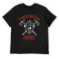 thumbnail image 3 of Firefighter Funky Men's Cotton Short Sleeve HD Print Tee for Casual T-Shirt Crew Neck Top Black 2XL, 3 of 7