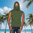 thumbnail image 2 of Unisex Summer Sun Protection Hooded Ice Silk Sleeveless Top Shirt With Face Mask, Breathable Lightweight Cool Sunscreen Casual Tops for Women Men, Beach Vacation Travel | CSEONE,Green L, 2 of 9