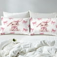 thumbnail image 4 of Erosebridal Cartoon Rabbit Twin Sheet Sets, Pink Bow-tie Bedding Twin Size, Cute Animal Decor 3pcs, 4 of 7