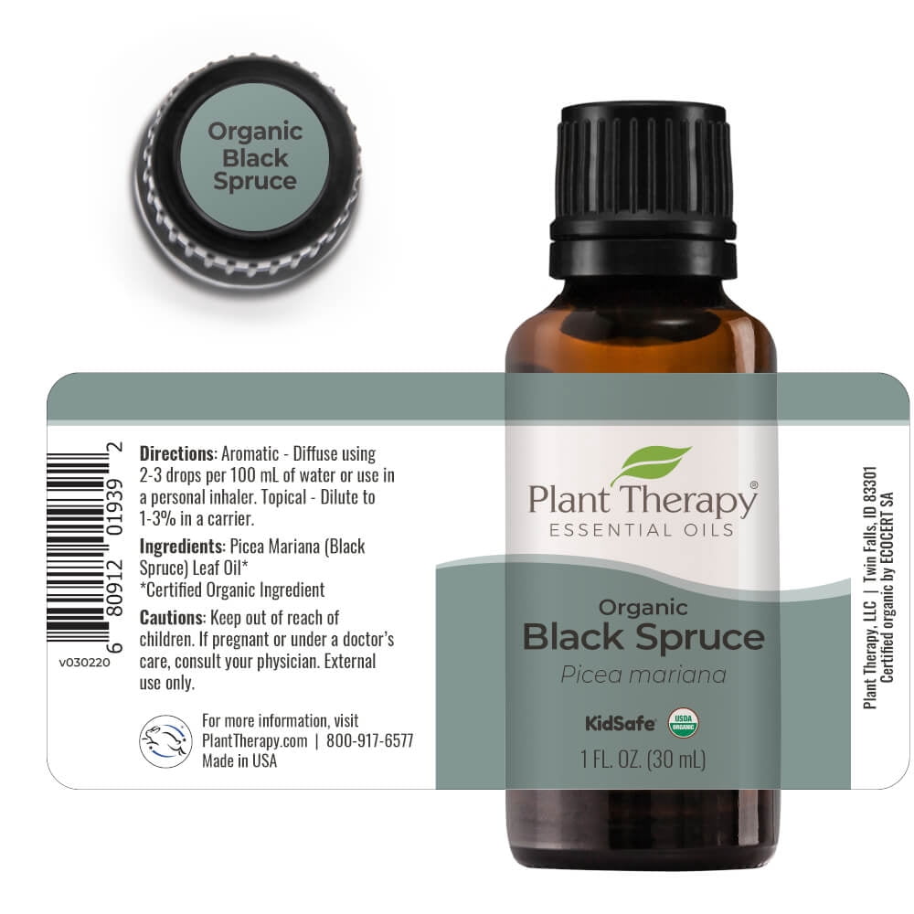 Plant Therapy Spruce Black Organic 30 mL (1 oz) Essential Oil 100% Pure, Undiluted, Therapeutic Grade