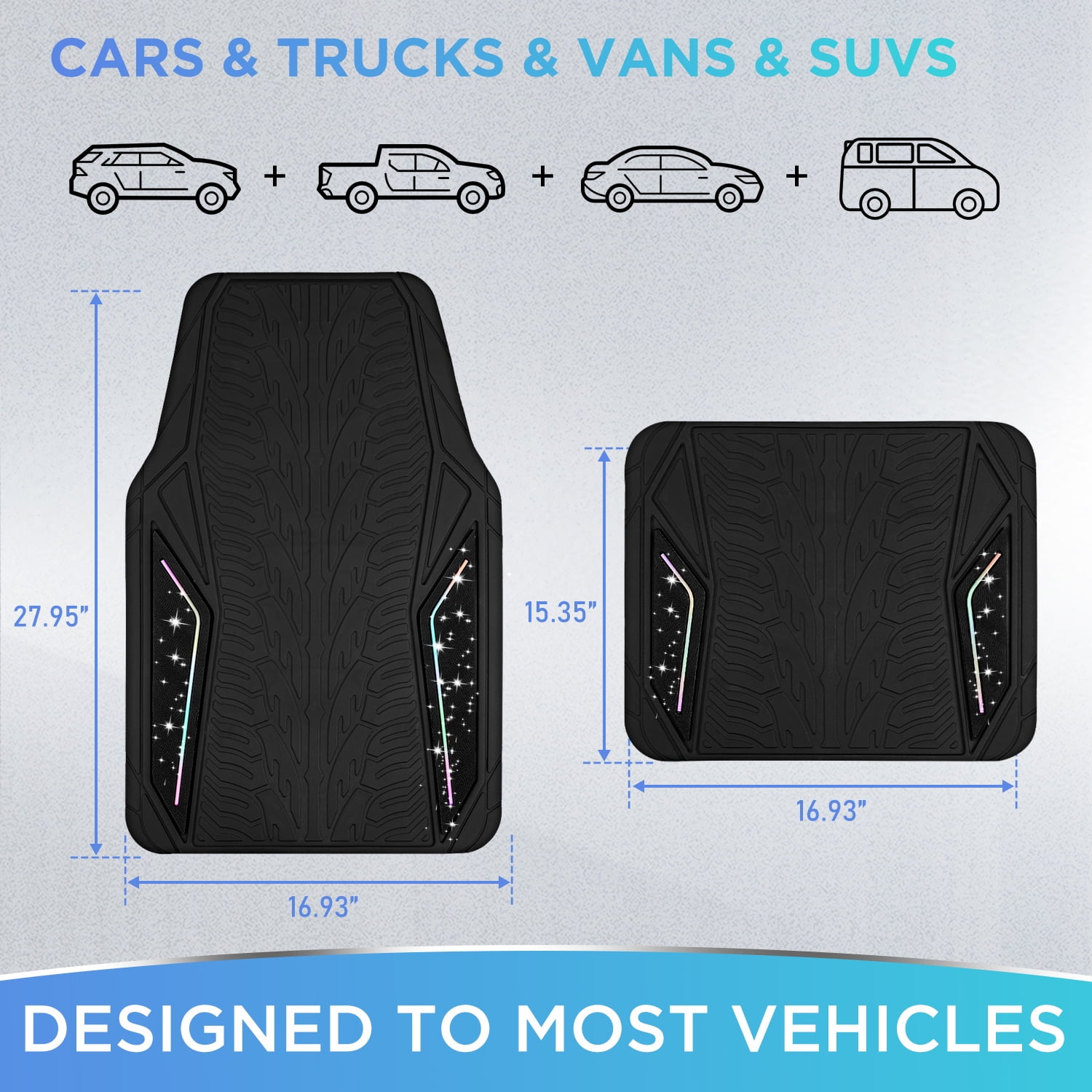Road Comforts Hyper Pillar Car Floor Mat - All-Weather, Universal Fit for Most Cars Beige Hot Black