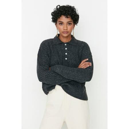 Trendyol Women Oversize Basic Polo Neck Knitwear Sweater