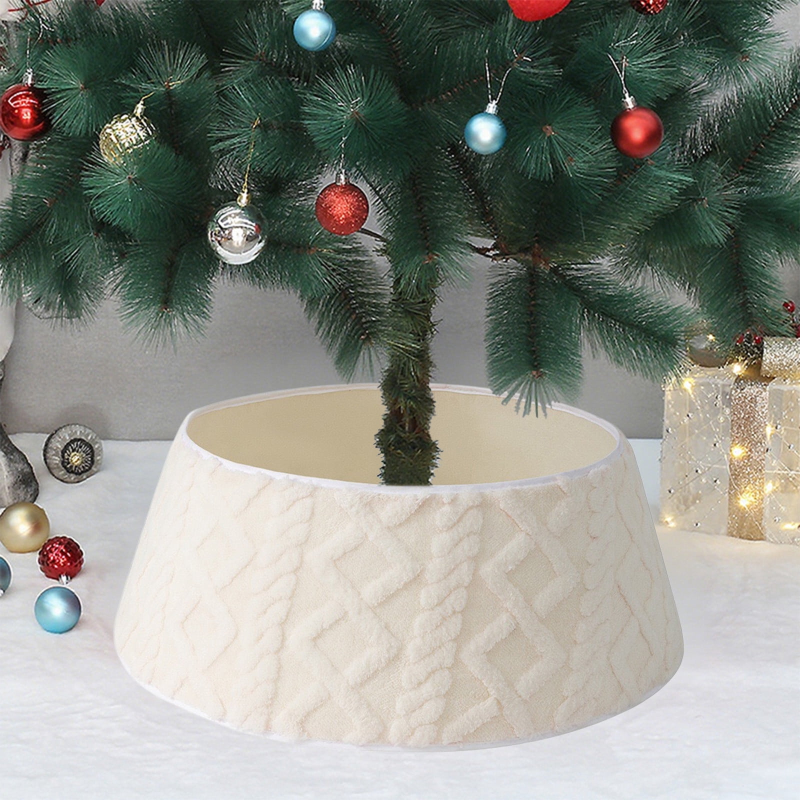 Jupe Sapin Noël Fausse Fourrure - Collier Décoratif 40x60 Cm, Doux, Protège Le Sol - 9