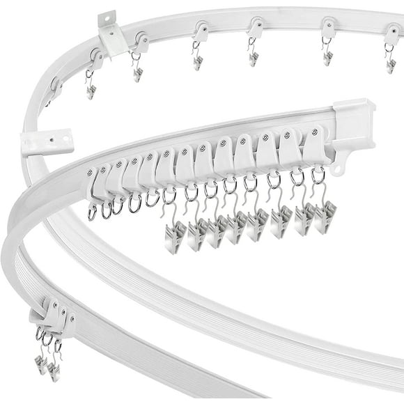AIR-Ceiling Curtain Track, Flexible Bendable Ceiling Curtain Track Room Divider 12Ft Curved Curtain Rail Track Wall Mount RV Sliding Hospital Curtain Track System, Ceiling Track for Curtains Bay Wind