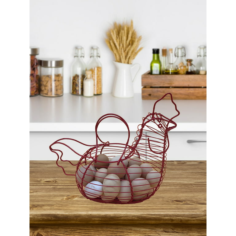Chicken Egg Holder,Wire Egg Collecting Basket with Handle for Farm