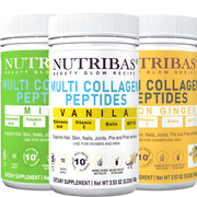 NUTRIBAS Multi Collagen Peptides Powder Variety pack Supplement | For Hair Skin Nails, Joints, Pre & Post-workout | Vanilla Lemon Ginger Mint | 30 Servings