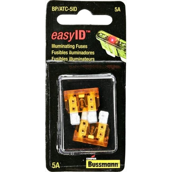 BUSSMANN BPATC5ID Easyid Illuminating Automotive Fuse, Pack 5
