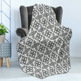 thumbnail image 4 of Black and White Soft Flannel Fleece Blanket, Portuguese Azulejo Tiles Pattern with Monochrome Flowers European Design, Cozy Plush for Indoor and Outdoor Use, 50" x 70", Black White, by Ambesonne, 4 of 5
