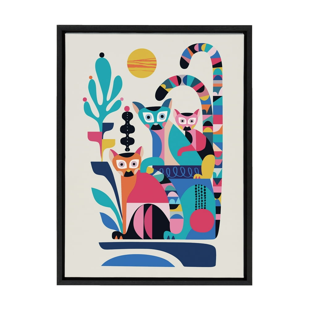 Kate and Laurel Sylvie Mid Century Modern Lemur Framed Canvas Wall Art