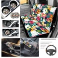 thumbnail image 5 of Uorisanigo White Cat Flower Automotive Steering Wheel Cover Pillowcase for Cars Water Coaster Gear Lever Cover+Hand Brake Cover Front and Rear Cushion Covers Universal Fit 11 PCS, 5 of 7