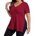thumbnail image 1 of LNGOOR Été Nouveau T-shirt de Maternité Uni Grande Taille à Col en V, à Rayures, à Manches Courtes, Fendu, pour Femmes Enceintes, 1 of 7