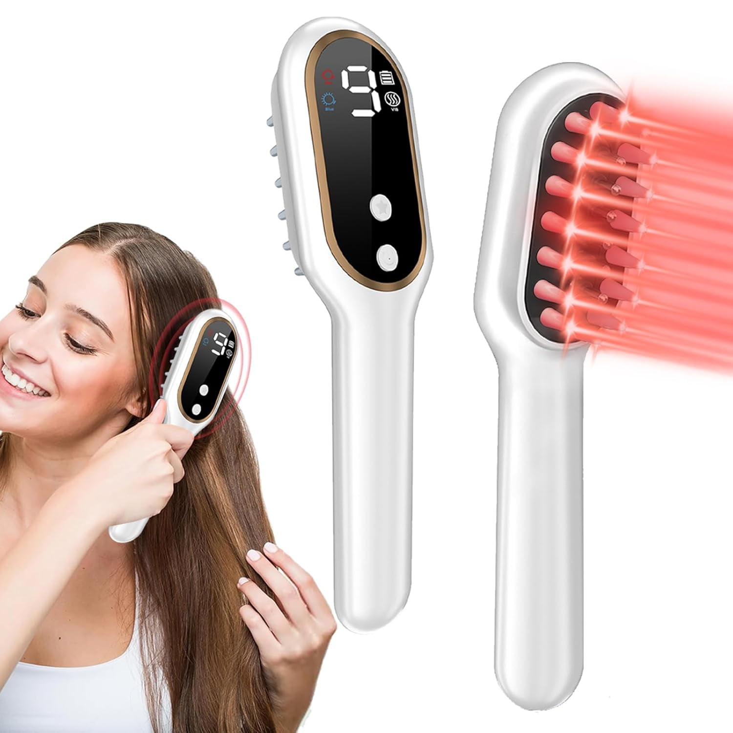 Laser Hair Growth Comb for Women & Men, Handheld Low-Level Laser Therapy Device for Thicker, Fuller Hair, Portable Hair Growth Stimulating Comb