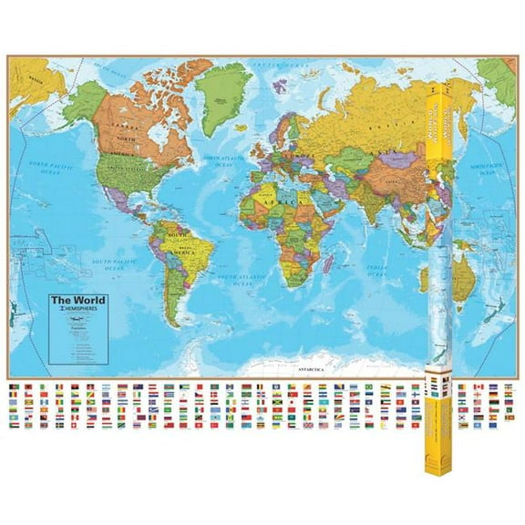 38 x 51 in. Hemispheres Laminated World Map - 2 Each