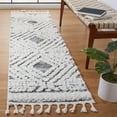 thumbnail image 2 of SAFAVIEH Moroccan Tassel Nessa Diamond Shag Runner Rug, Ivory/Grey, 2'3" x 10', 2 of 8