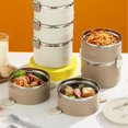 thumbnail image 4 of Contenedor De Alimentos Aislado, Fiambrera Bento Redonda Portátil De Acero Inoxidable 304 Con Cucharas Para La Escuela, Oficina, Viajes, Camping, Picnic, 4 of 8