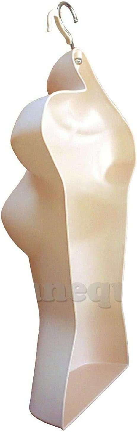 DisplayTown 2 Flesh Female Mannequin Injection Forms Half Rounded Waist Body Torso Dress Form with Only Hanging Hook, S-M Sizes