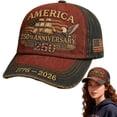 thumbnail image 5 of Wonitaaizi US 250th Anniversary Retro Floral Print Hat Patriotic 1776-2026 American Flag Eagle Baseball Cap Celebration Hat, 5 of 6