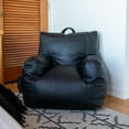 thumbnail image 6 of Big Joe Dorm Bean Bag Chair with Drink Holder and Pocket for Teens and Kids, Black Vegan Leather, 3 foot Gaming and Reading Nook Seat, Refillable, 6 of 8