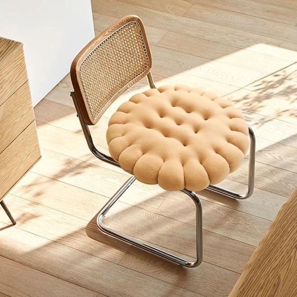 Cojín con forma de galleta, cojín de meditación, suave y cómodo, cojín de suelo sencillo, cojín para silla, para sala de estar, sofá, balcón, decoraci Redondo amarillo