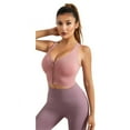 thumbnail image 4 of Xmarks 3 Packs Zipper in Front Sports Bra High Impact Strappy Back Support Workout Top, 4 of 11
