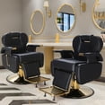 thumbnail image 7 of Barber Chairs for Barbershop, Heavy‑Duty Hydraulic 360° Swivel Reclining Salon Furniture, Adjustable PU Leather Styling Chair for Spa & Beauty Salon, Black/Gold, 7 of 7