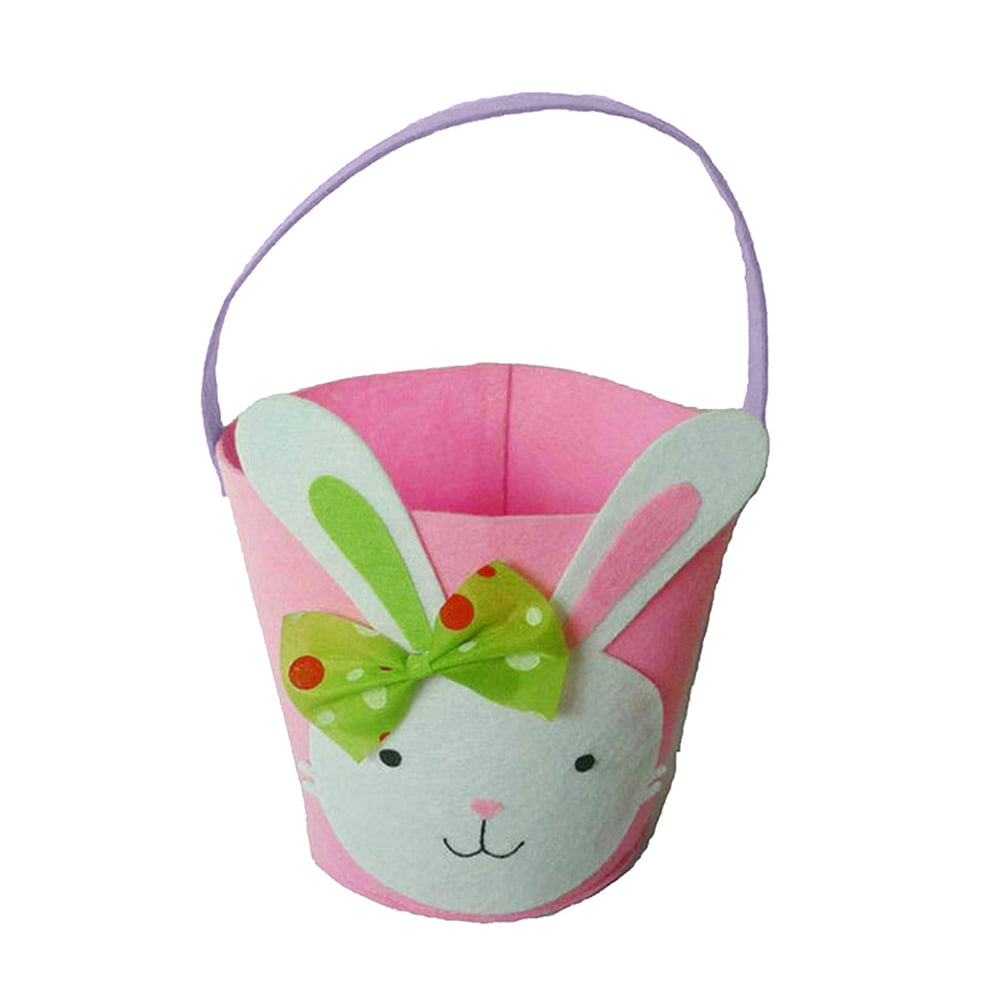 Gifts Bags for Easter Decorations Party Supplies 2pcs Easter Egg Bags for Kids Personalized Rabbit Print Felt Buckets Playset Basket Easter Bunny Basket 