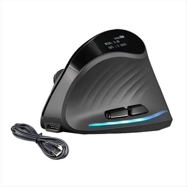 Ratón Vertical Inalámbrico Recargable con Pantalla, Ergonómico, Programable, de 6 Botones, para Juegos.