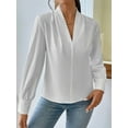 thumbnail image 6 of Work Blouses for Women Long Sleeve Blouses Business Spring Top Womens V Neck Office Shirts White XL, 6 of 10