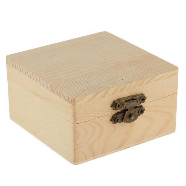 Caja De Regalo De Joyería De Madera Sin Terminar De Forma Cuadrada 4x Para Ni?os Juguetes Artesanales De Bricolaje Sunnimix Caja de madera