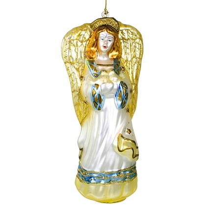 Craftoutlet.Com Angel Holding Doves - 1 Ornament 9.75 Inch, Glass - Peace Ornament Wings Mg003
