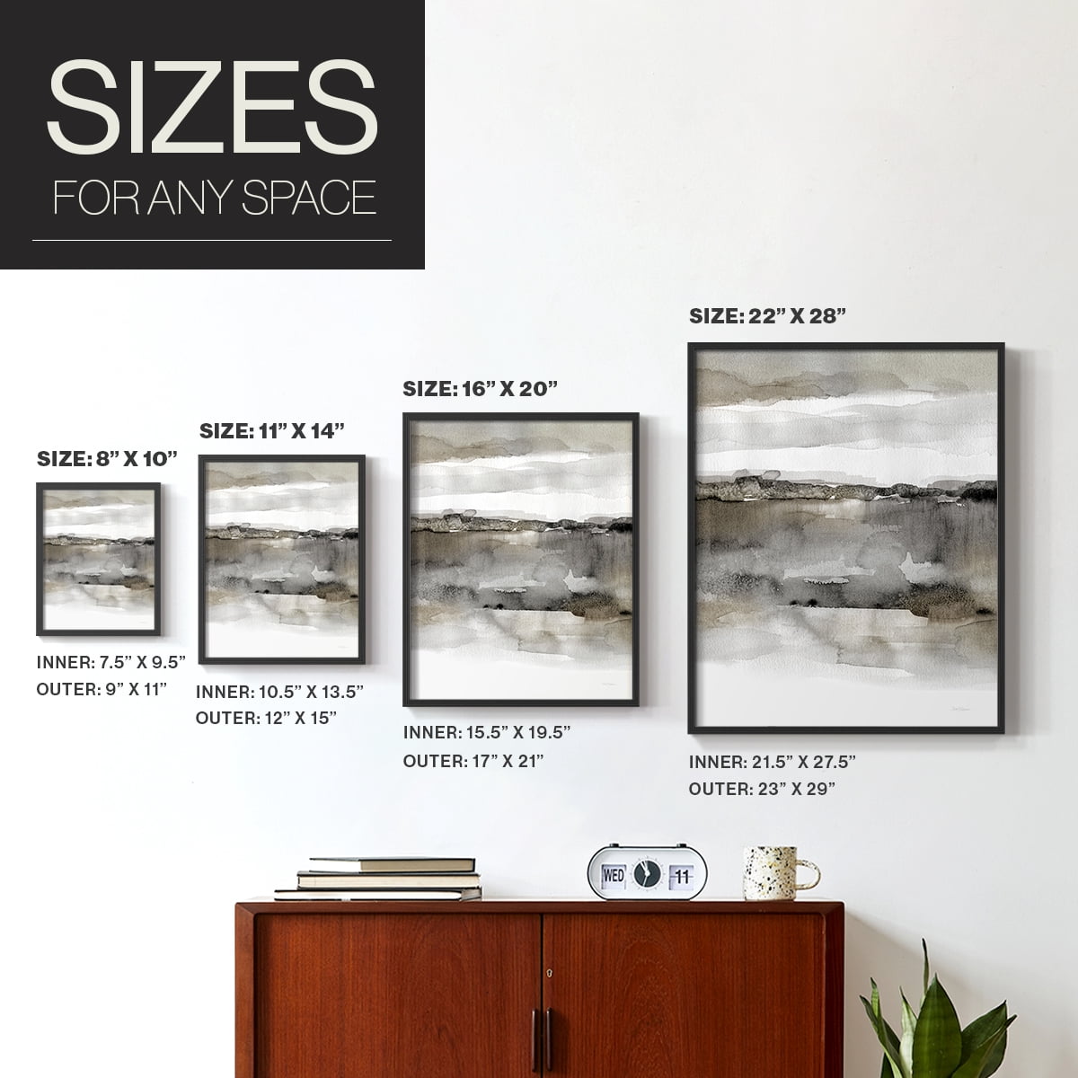 Neutral Harmony in Black Solid Wood 11 x 14 Framed Print
