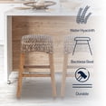 thumbnail image 4 of Maui 25.5" Rustic Bohemian Hyacinth/Wood Backless Counter Stool, Brown Wash Woven Seat with Natural Wood Frame, 4 of 7