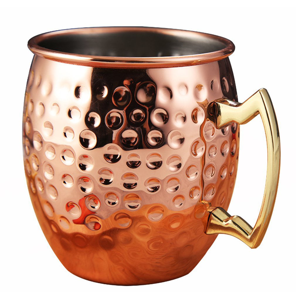 2pcs Moscow Mule Copper Plated Mug Glass Cup Brass Handle 530ML Bar Party 