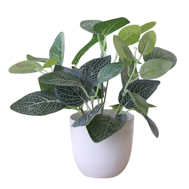 1 Pce Plantes en Pot Plantes Artificielles en Pot Plantes Vertes Bonsaï avec Pot Rond Blanc