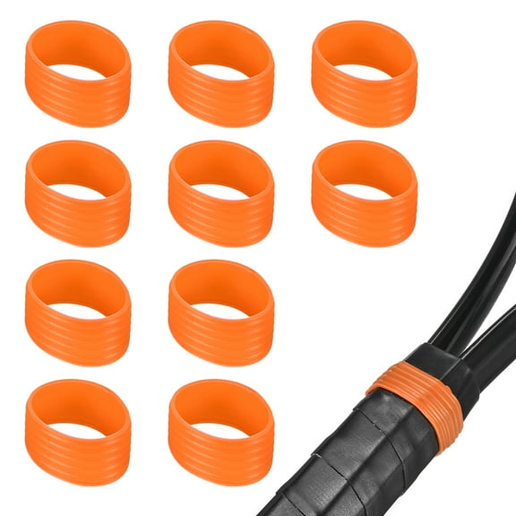 Uxcell 10-Pack Tennis Racket Silicone Rings, Non-Slip Racket Rubber Ring Overgrip in Place for Pickleball/Badminton[Orange]